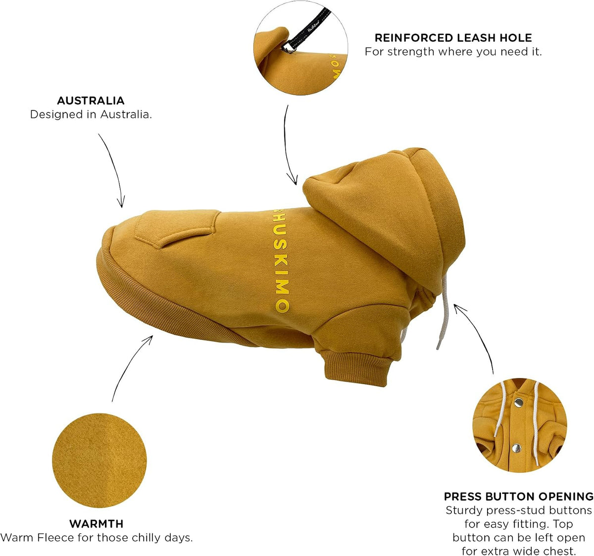 Mt Baw Baw Dog Hoodie, Mustard, 27Cm