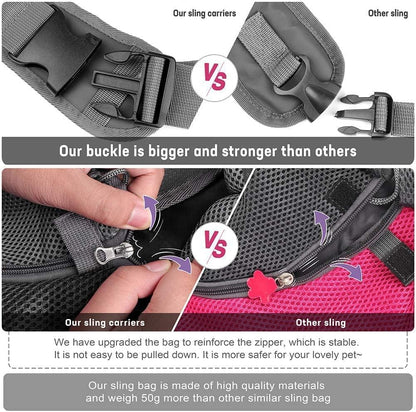 Dog Sling Carrier, Breathable Mesh Puppy Carrier, Portable Travel Cat Sling, Adjustable Dog Pet Carriers Bag, Pet Travel Safe Sling Bag Carrier