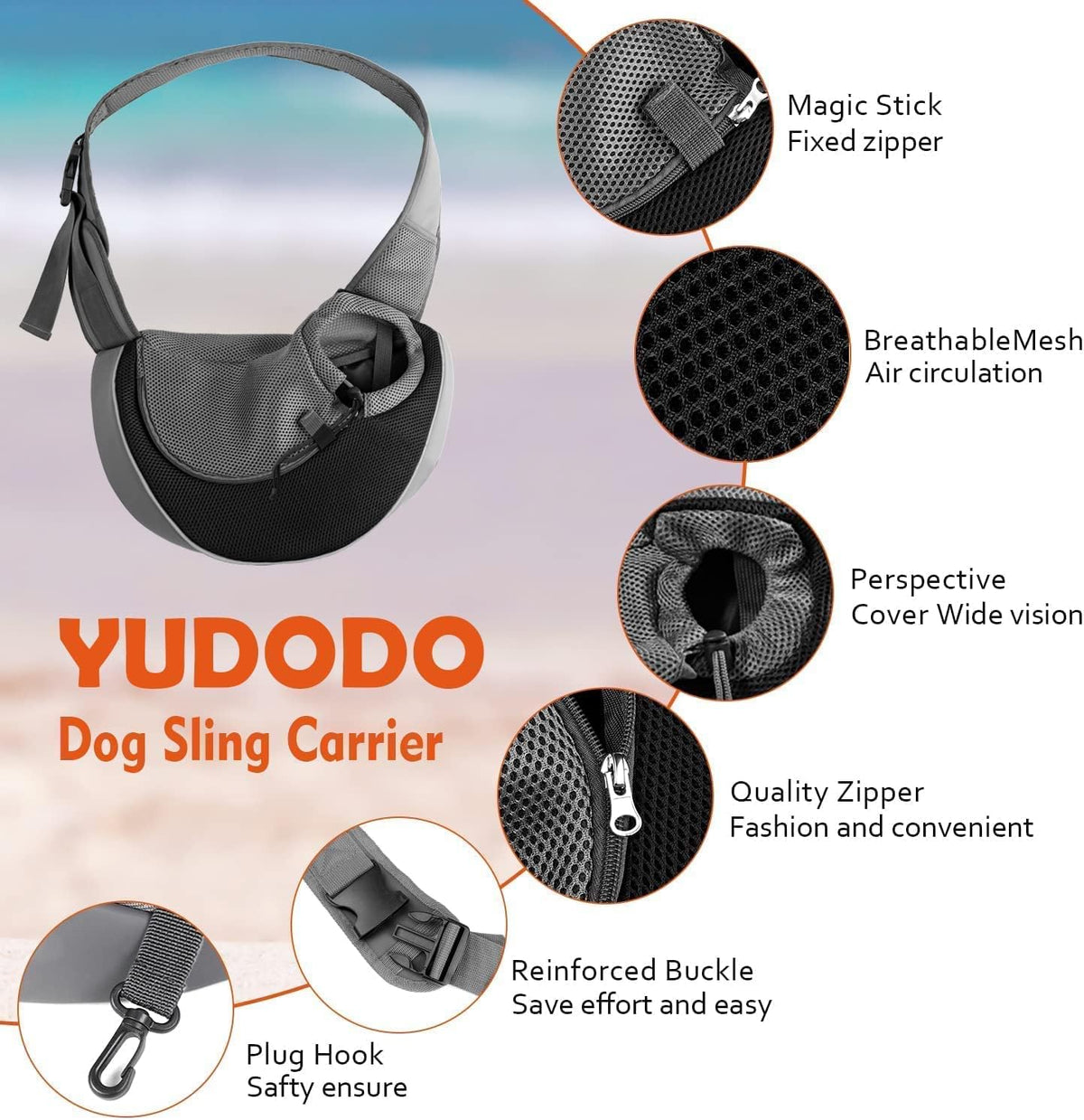 Dog Sling Carrier, Breathable Mesh Puppy Carrier, Portable Travel Cat Sling, Adjustable Dog Pet Carriers Bag, Pet Travel Safe Sling Bag Carrier