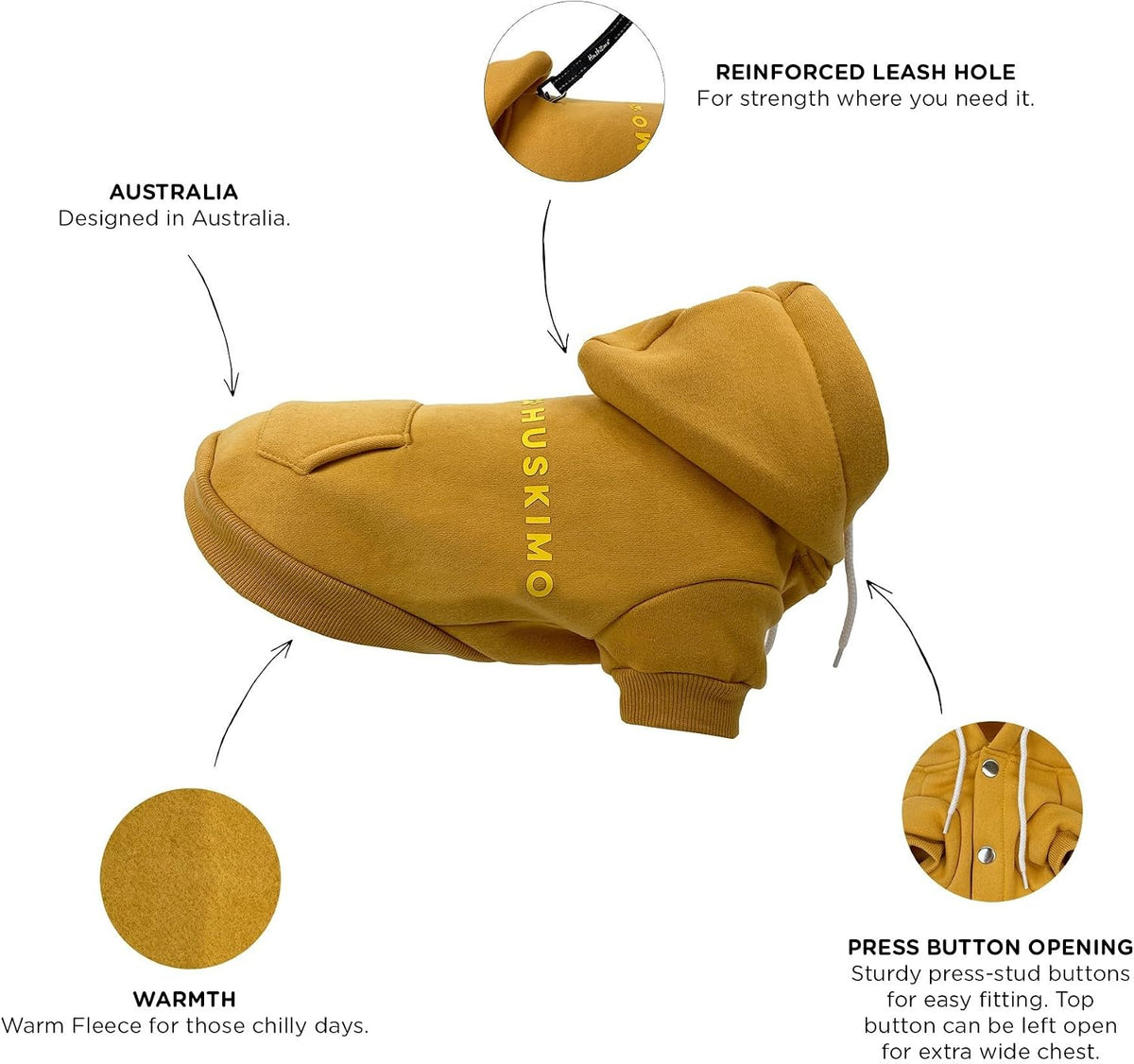 Mt Baw Baw Dog Hoodie, Mustard, 46Cm