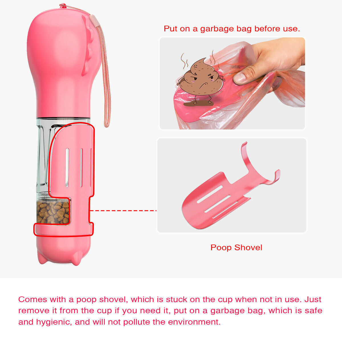 Portable Pet Water Bottle Dog Travel Bowl Dispenser Waste Disposal Bags Outdoor