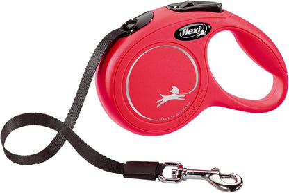 New Classic Retractable Dog Leash (Tape), Ergonomic, Durable and Tangle Free Pet Walking Leash for Dogs, 10 Ft, Extra Small, Red