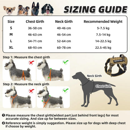 No Pull Tactical Dog Harness, Adjustable Dog Vest with 3 Buckles, 2 D-Rings & Padded Handle, Easy to Put On, Reflective Pet Harness with Molle System for Dogs Outdoor Walking Training