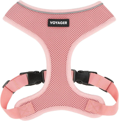 Aerolite No Pull Mesh Dog Harness with Lightweight, Soft, Breathable Chest Coverage, Reflective Stitching, and Adjustable Straps for Walking, Running, Training, Heavy Duty and Durable - Pink, L