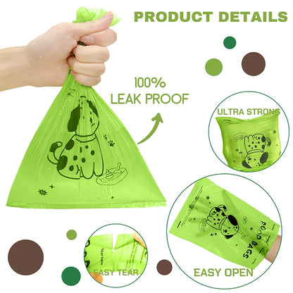 EPI Biodegradable Dog Poop Bags Lavender Scented Pet Poop Bags with Holder Extra Thick Leakproof Dog Poop Bags with Dispenser