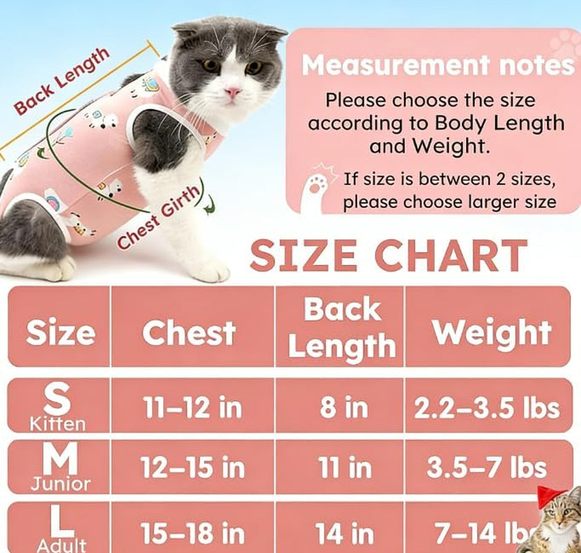 Cat Recovery Suit for Spay Abdominal Wounds, Breathable Cat Onesie for Cats after Surgery, Female Cone of Shame Alternative for Cats anti Licking (S Size, Pink Alpaca Style)