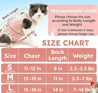 Cat Recovery Suit for Spay Abdominal Wounds, Breathable Cat Onesie for Cats after Surgery, Female Cone of Shame Alternative for Cats anti Licking (S Size, Pink Alpaca Style)
