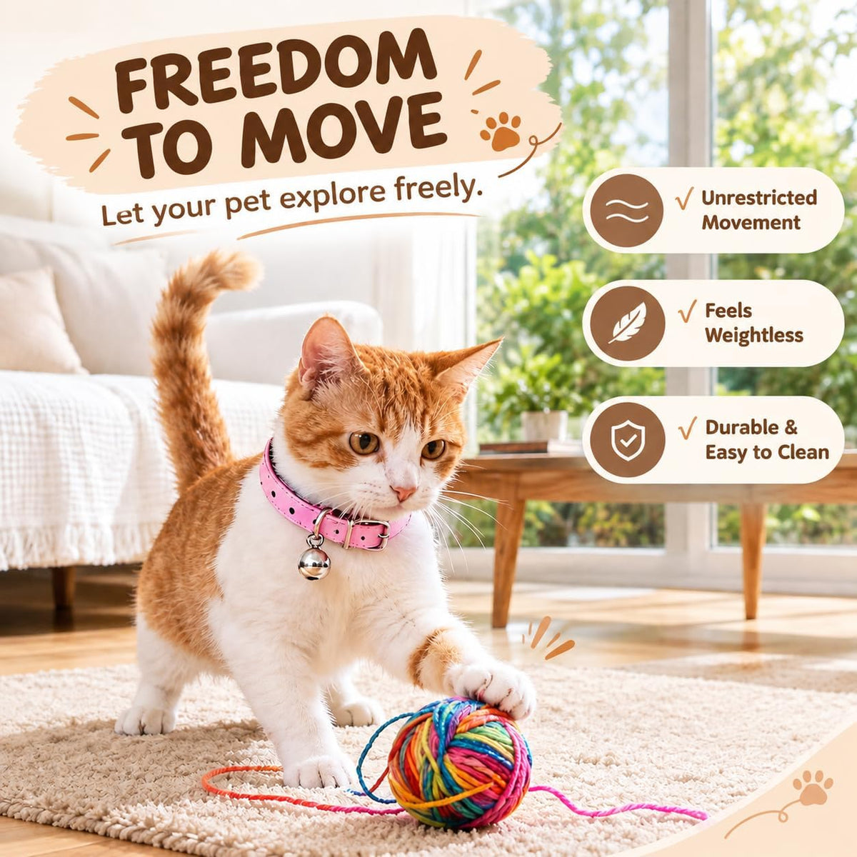 4-Pack Cat Collars with Detachable Bell, Soft PU Leather Adjustable Pet Collar for Cats, Kittens & Small Dogs, 20-28Cm Neck (Pink/Light Blue/Yellow/Orange)