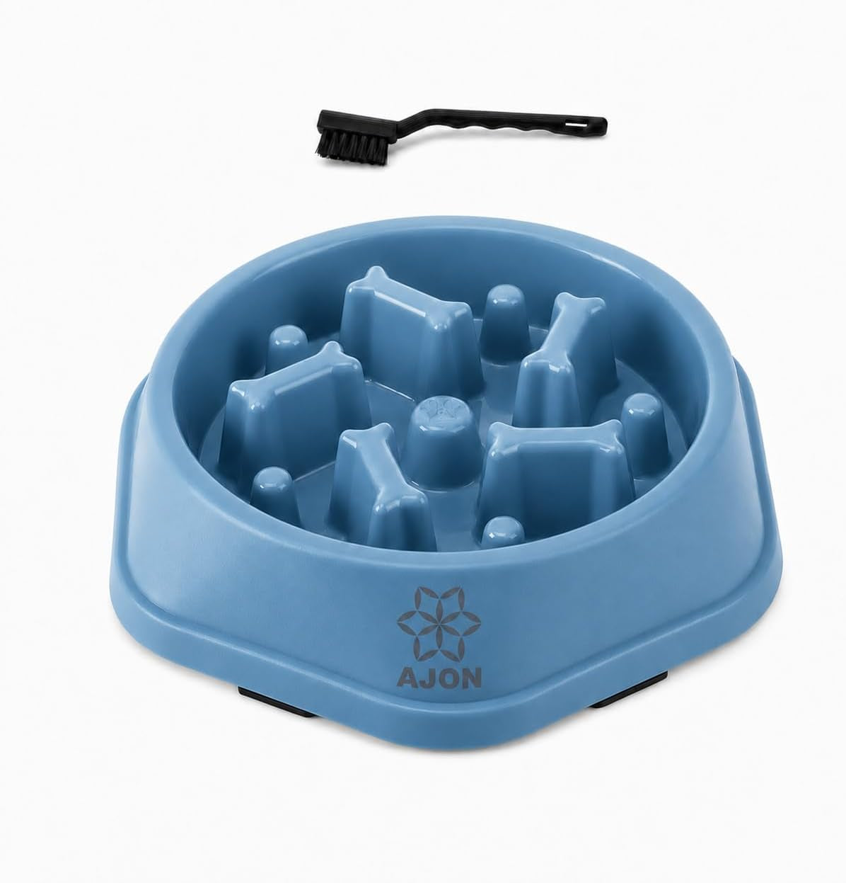 Slow Feeder Pet Bowl, 700 Ml PP Plastic Puzzle Feeding Bowl for Dogs and Cats, Dishwasher Safe Food Bowl with Cleaning Brush, Blue