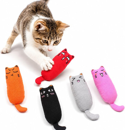 5Pcs Bite Resistant Catnip Toy for Cats,Catnip Filled Cartoon Mice Cat Teething Chew Toy