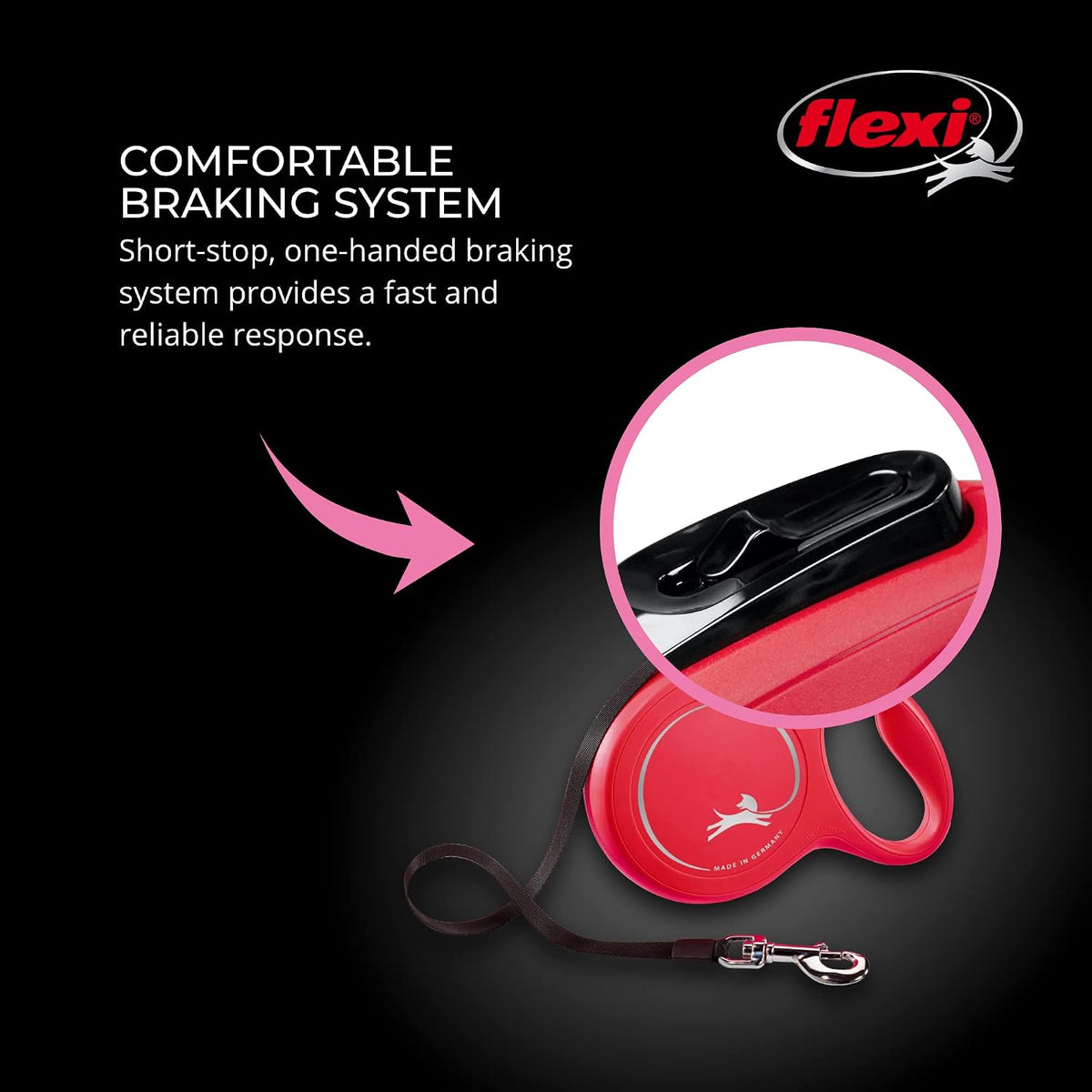 New Classic Retractable Dog Leash (Tape), Ergonomic, Durable and Tangle Free Pet Walking Leash for Dogs, 10 Ft, Extra Small, Red