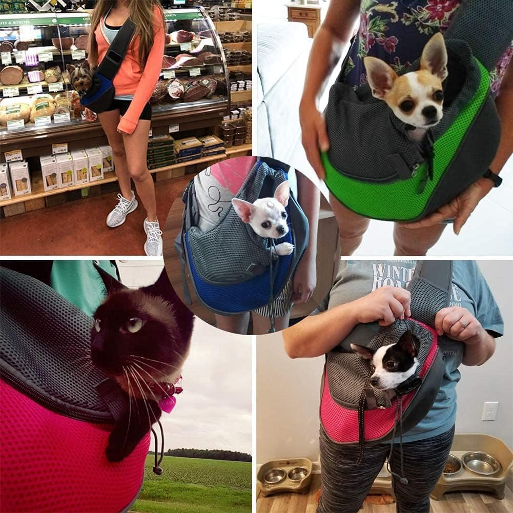 Dog Sling Carrier, Breathable Mesh Puppy Carrier, Portable Travel Cat Sling, Adjustable Dog Pet Carriers Bag, Pet Travel Safe Sling Bag Carrier