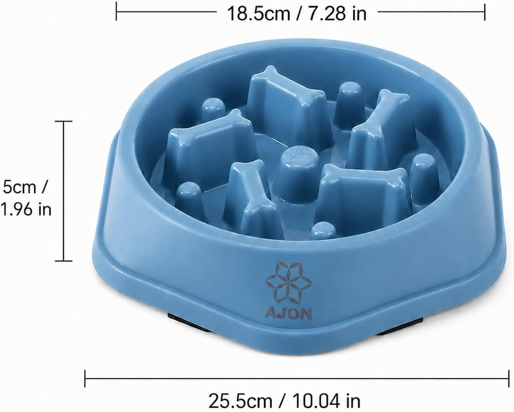 Slow Feeder Pet Bowl, 700 Ml PP Plastic Puzzle Feeding Bowl for Dogs and Cats, Dishwasher Safe Food Bowl with Cleaning Brush, Blue