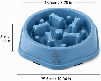 Slow Feeder Pet Bowl, 700 Ml PP Plastic Puzzle Feeding Bowl for Dogs and Cats, Dishwasher Safe Food Bowl with Cleaning Brush, Blue
