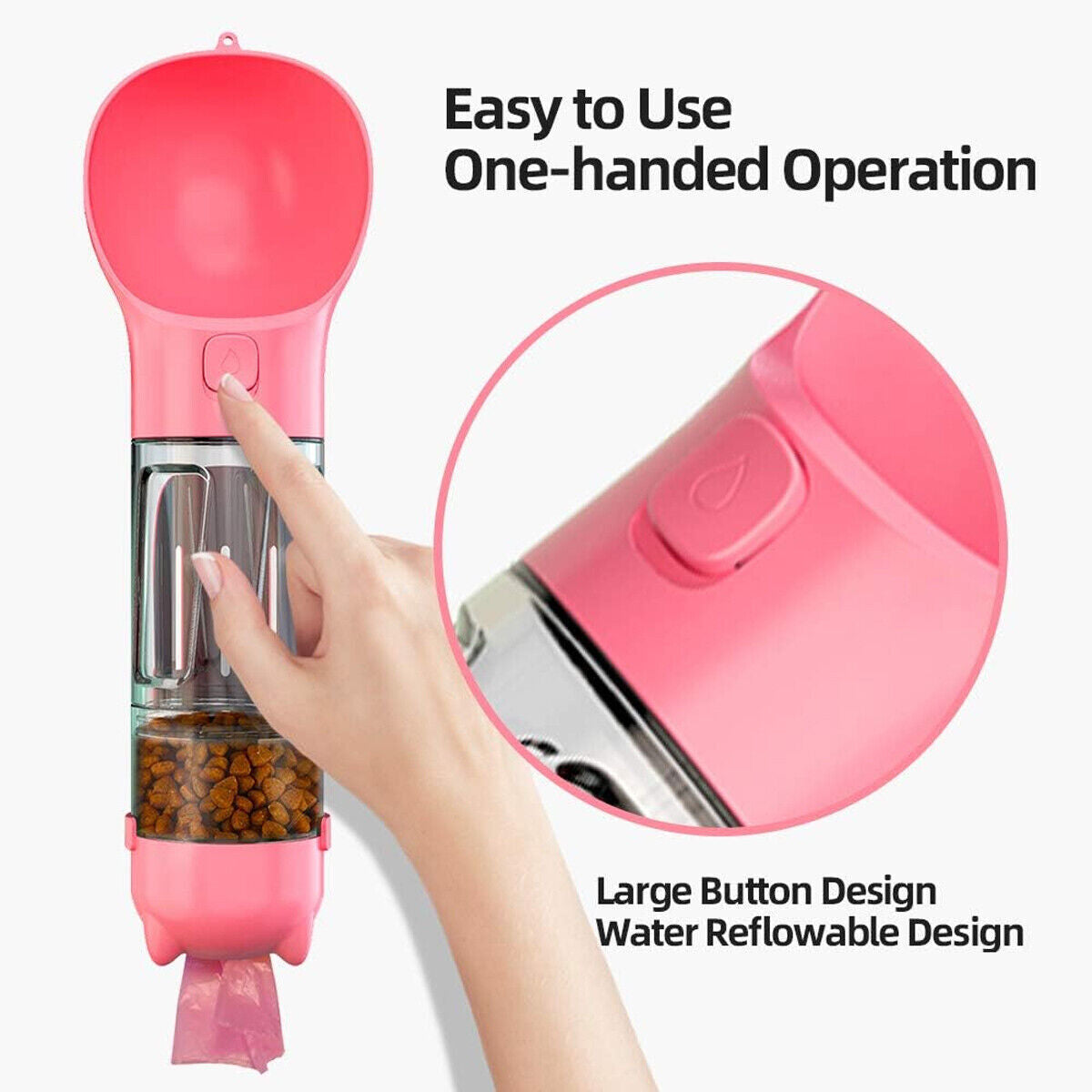 Portable Pet Water Bottle Dog Travel Bowl Dispenser Waste Disposal Bags Outdoor