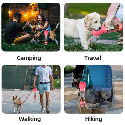 Portable Pet Water Bottle Dog Travel Bowl Dispenser Waste Disposal Bags Outdoor