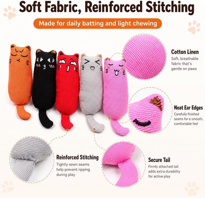 5Pcs Bite Resistant Catnip Toy for Cats,Catnip Filled Cartoon Mice Cat Teething Chew Toy