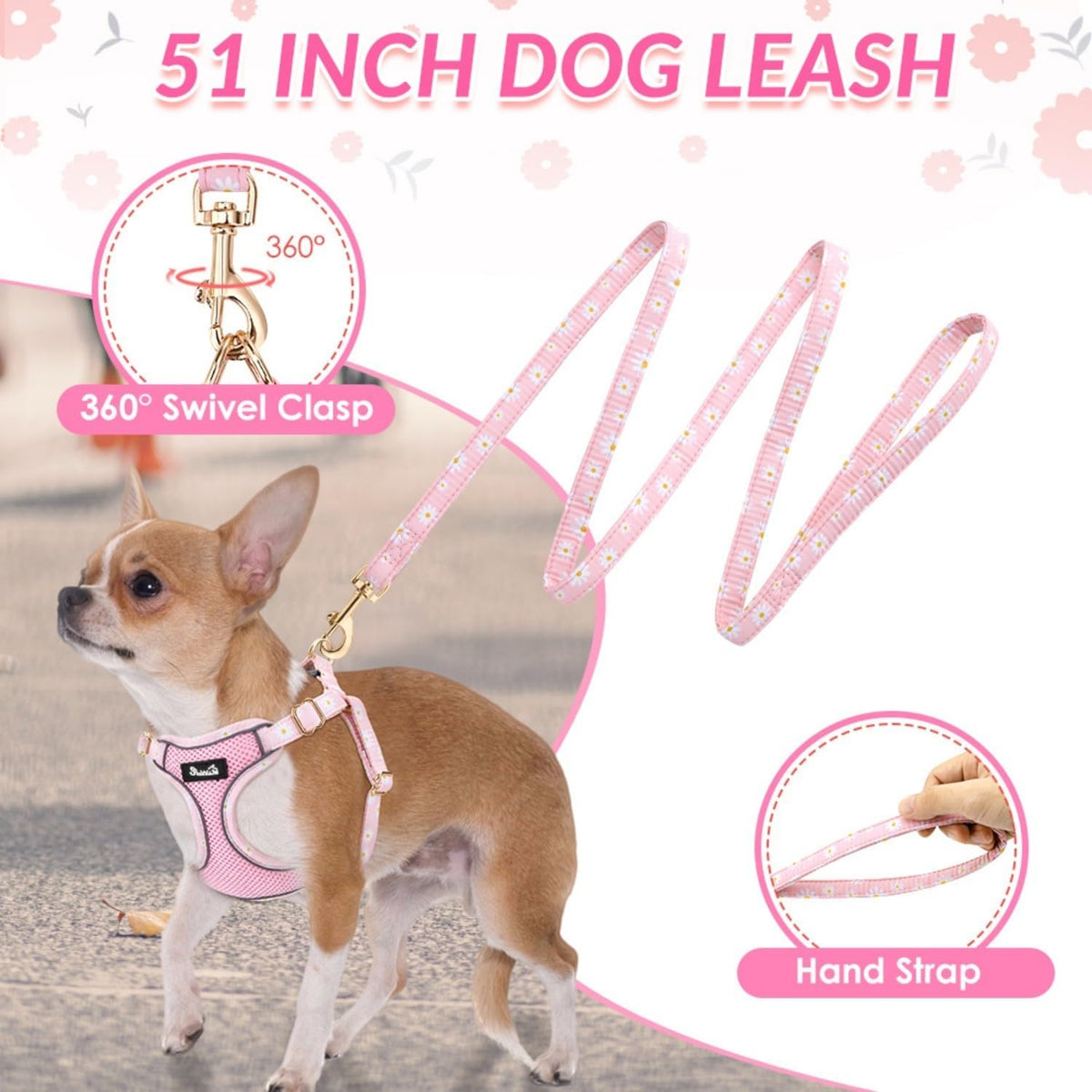 Puppy Harness and Leash Set - No Pull Adjustable Breathable Dog Harness, Dog Leash for Puppy, Reflective Pet Harness for Small Medium Dogs Outdoor Walking Training