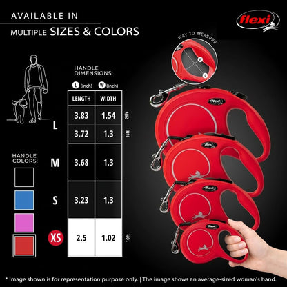 New Classic Retractable Dog Leash (Tape), Ergonomic, Durable and Tangle Free Pet Walking Leash for Dogs, 10 Ft, Extra Small, Red