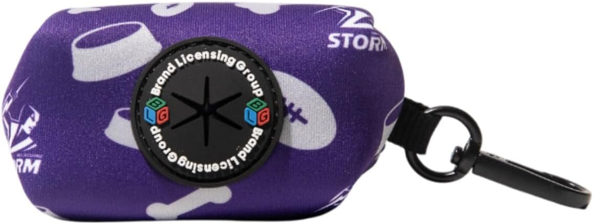 Melbourne Storm Official NRL Pet Poop Bag Holder, Compact and Durable Waste Bag Dispenser, Team Colours and Emblem, Clip-On Accessory for Dog Walks, Essential Storm Fan Gear