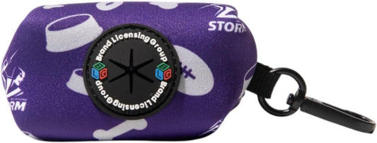 Melbourne Storm Official NRL Pet Poop Bag Holder, Compact and Durable Waste Bag Dispenser, Team Colours and Emblem, Clip-On Accessory for Dog Walks, Essential Storm Fan Gear