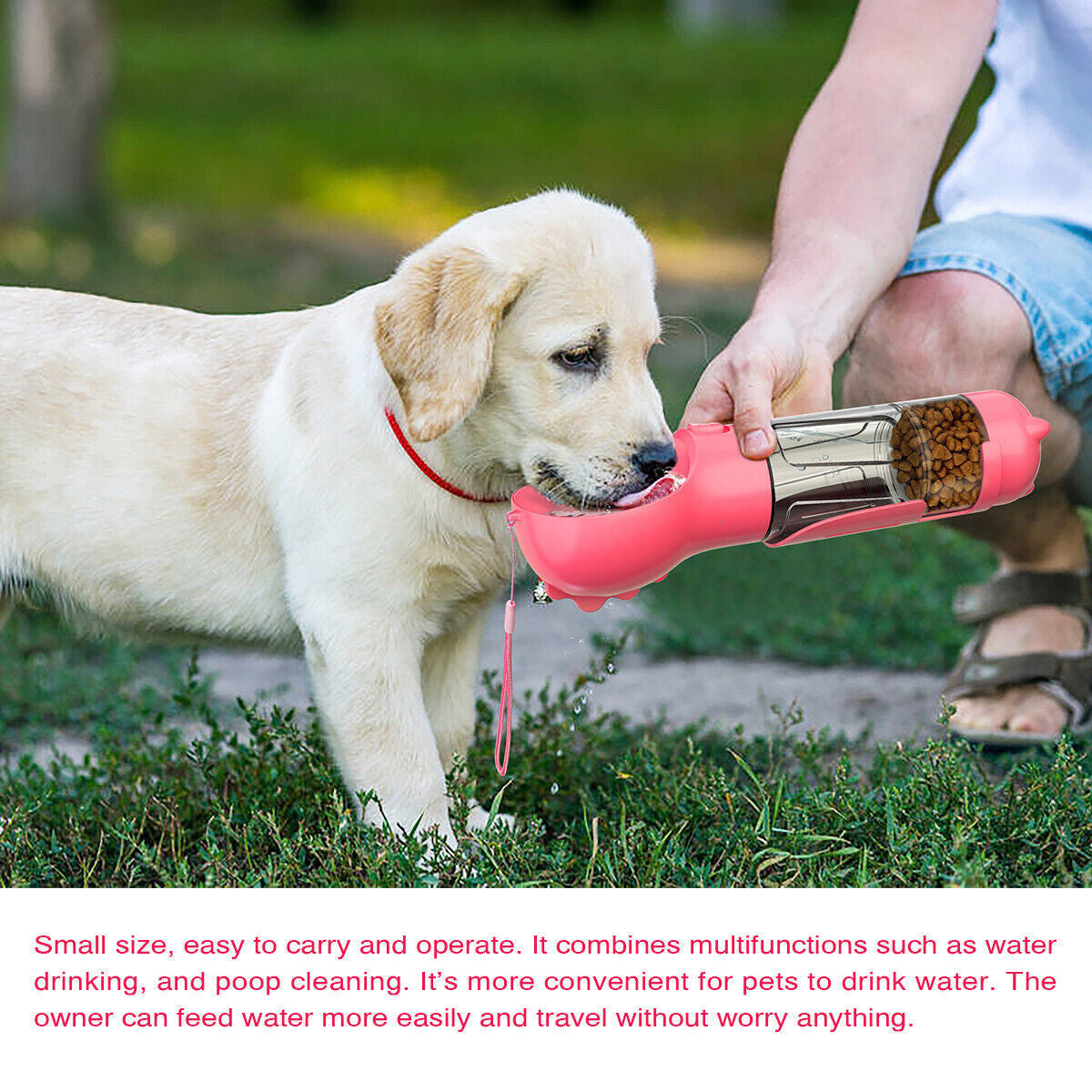 Portable Pet Water Bottle Dog Travel Bowl Dispenser Waste Disposal Bags Outdoor